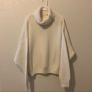 H&M Oversized Cream Turtleneck Sweater